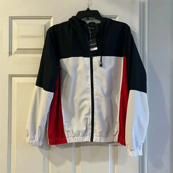 Topshop Women's Colorblock Windbreaker Jacket Size S Multicolor Casual - Picture 1 of 9